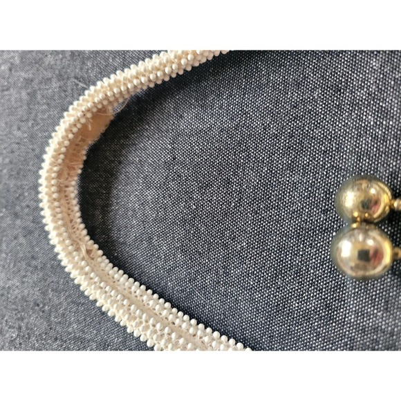 Vintage 50s 60s Corde Lumured‎ Bead White Ivory Kisslock Handbag Purse - Picture 3 of 12